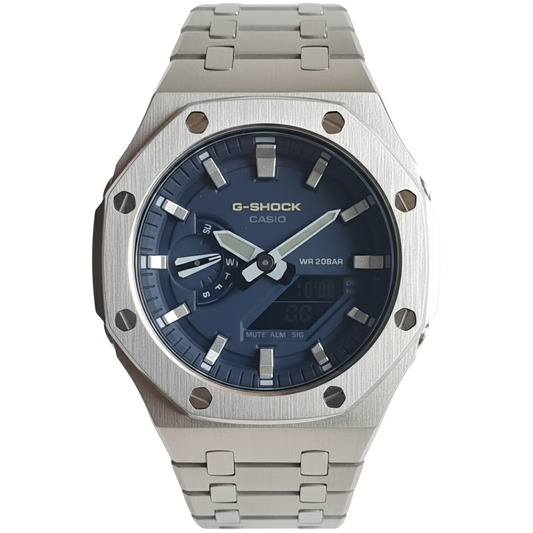 CasiOak CUSTOM BLUE on Steel Bracelet