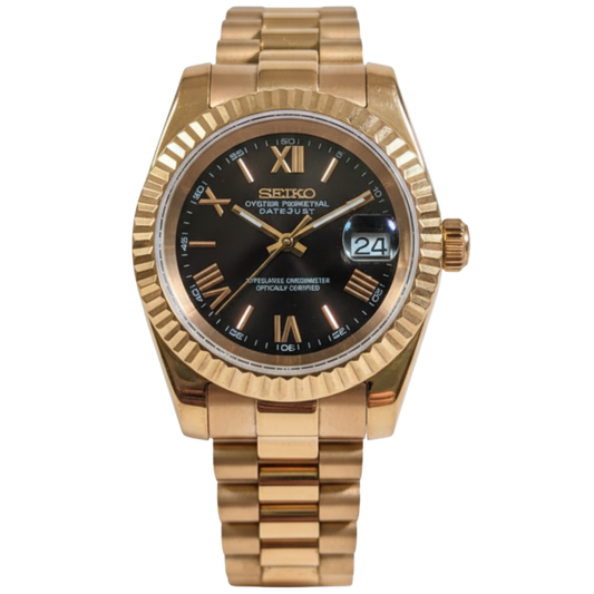 SEIKO-LEX PRESIDENT ROSE GOLD DJ BLACK (39MM)