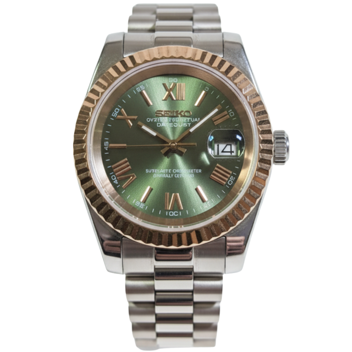 SEIKO-LEX ROSE GOLD OLIVE ROMAN PRESIDENT DJ (40MM)