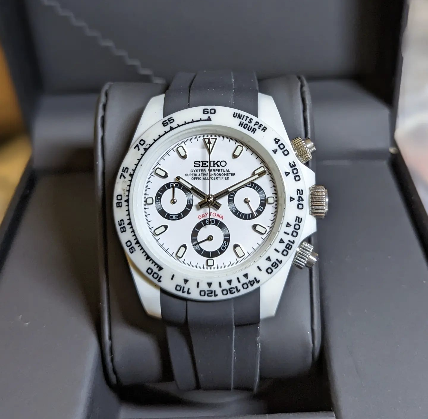 SEIKO-LEX "Ceramic" PANDA DAYTONA (Black Strap)