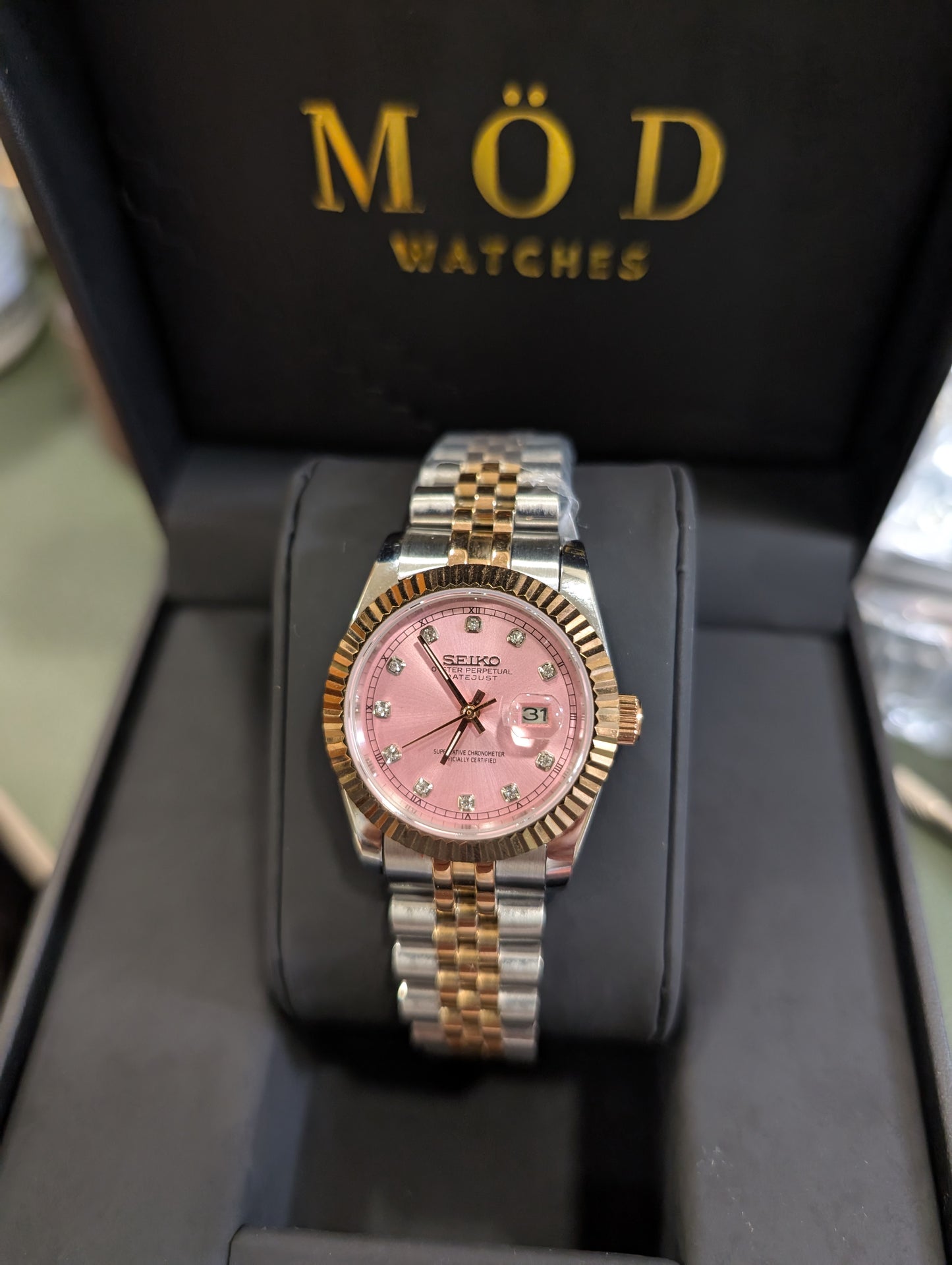 SEIKO-LEX Two tone Rose GolD DJ (Pink Dial 31MM)