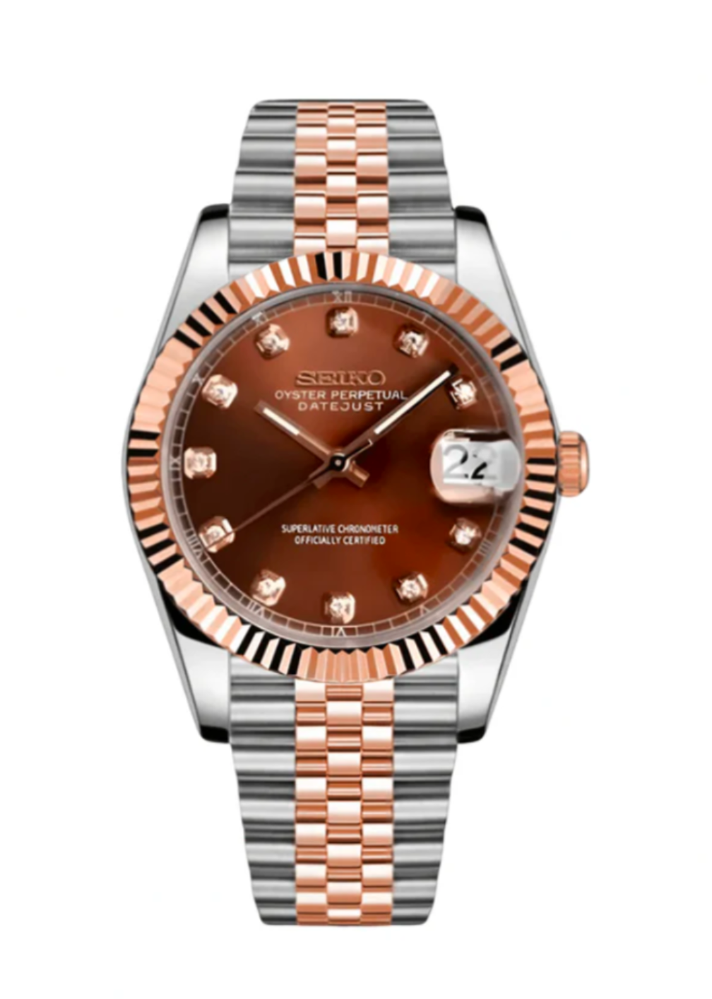 SEIKO-LEX CHOCOLATE DIA ROSE GOLD DJ (TWO-TONE)