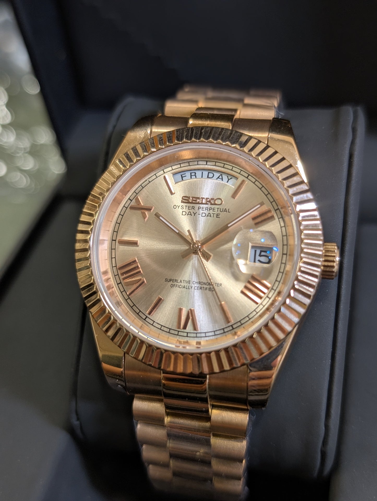 SEIKO-LEX ROSE GOLD DAY-DATE CHAMPAGNE