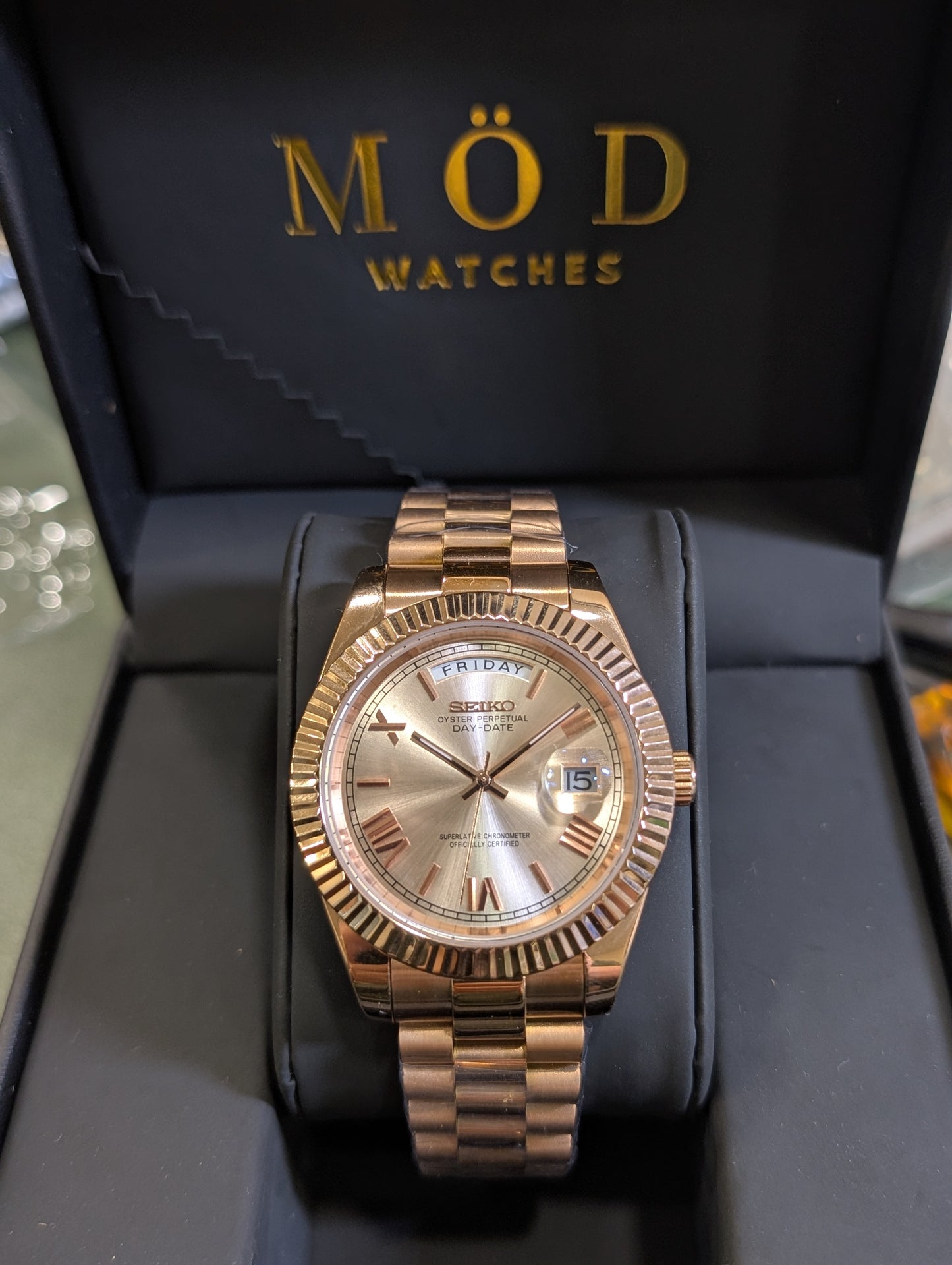 SEIKO-LEX ROSE GOLD DAY-DATE CHAMPAGNE