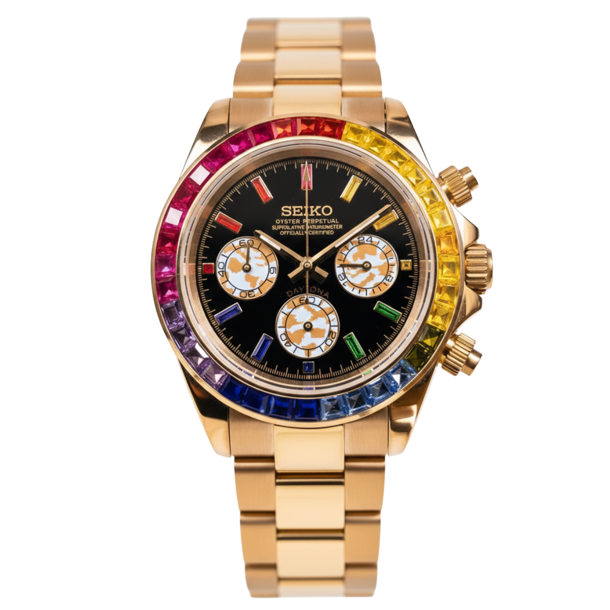 SEIKO-LEX ICED OUT RAINBOW YELLOW GOLD DAYTONA