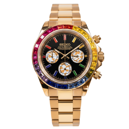 SEIKO-LEX ICED OUT RAINBOW YELLOW GOLD DAYTONA