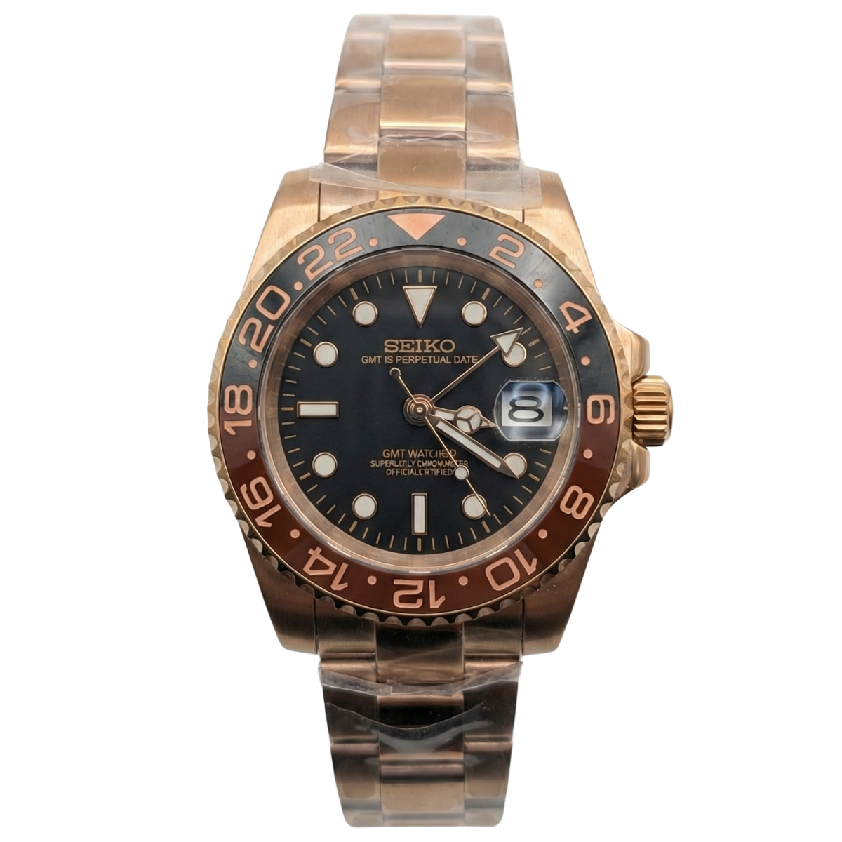 SEIKO-LEX ROOTBEER FULL ROSE OYSTER GMT