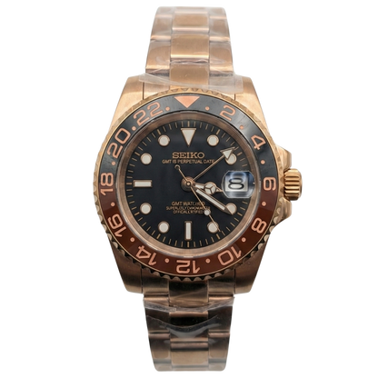 SEIKO-LEX ROOTBEER FULL ROSE OYSTER GMT