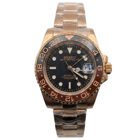 SEIKO-LEX ROOTBEER FULL ROSE OYSTER GMT