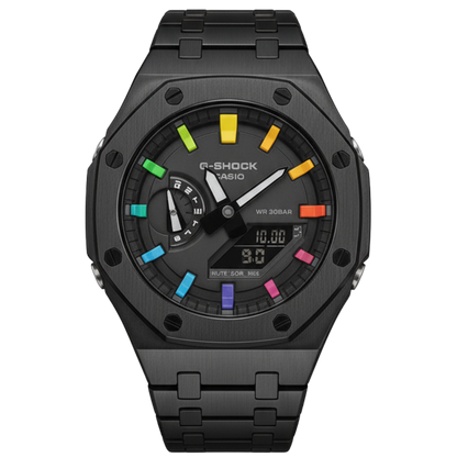 Casio Oak Rainbow on black steel