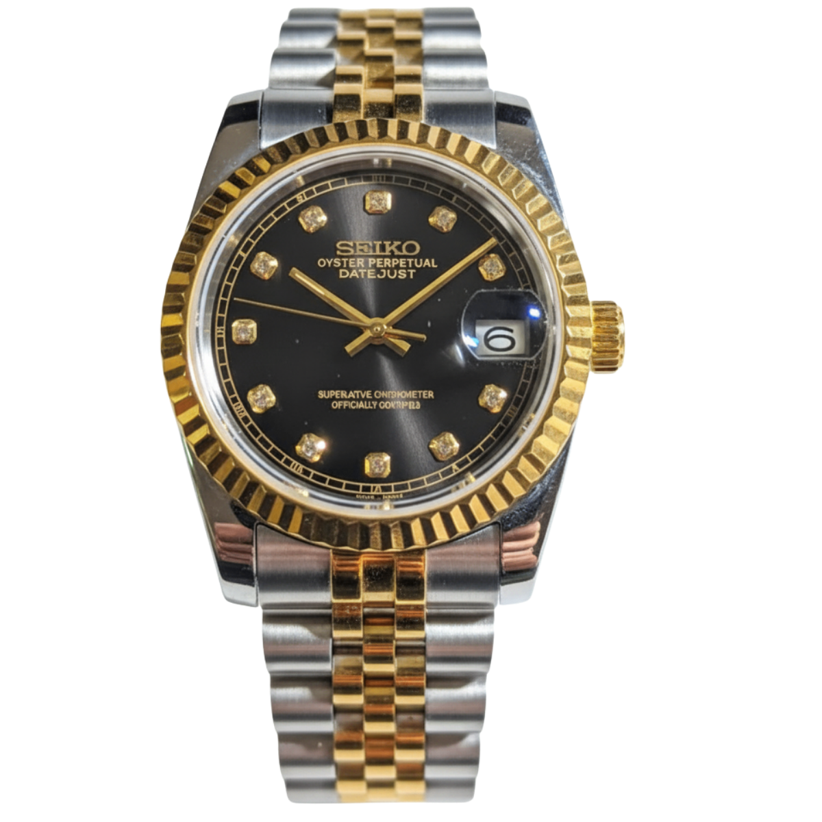 SEIKO-LEX BLACK DIA YELLOW GOLD DJ (TWO TONE) – Modwatches