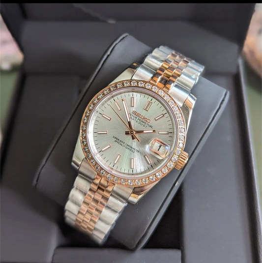 Seiko Rose Gold 2 tone Datejust studded bezel MÖD 36MM