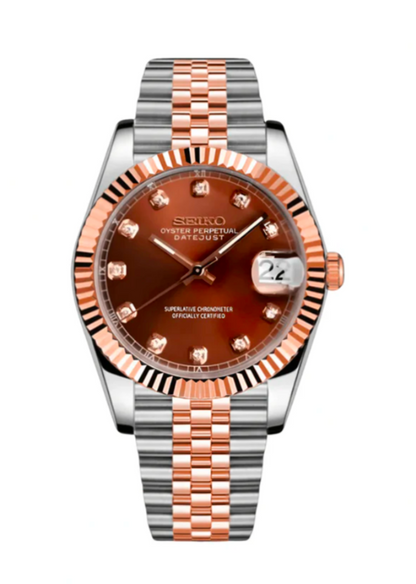 SEIKO-LEX 31MM CHOCOLATE DIA ROSE GOLD DJ (TWO-TONE)