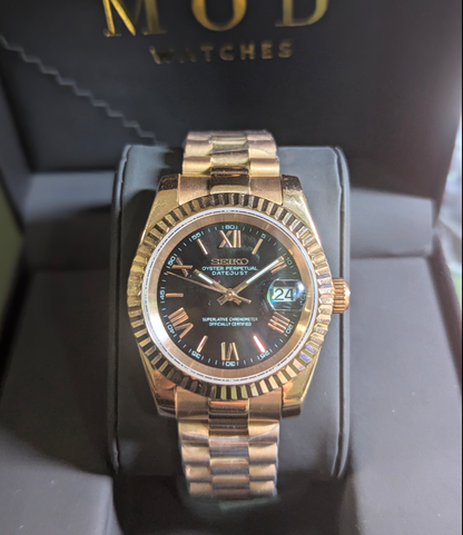 SEIKO-LEX PRESIDENT ROSE GOLD DJ BLACK (39MM)